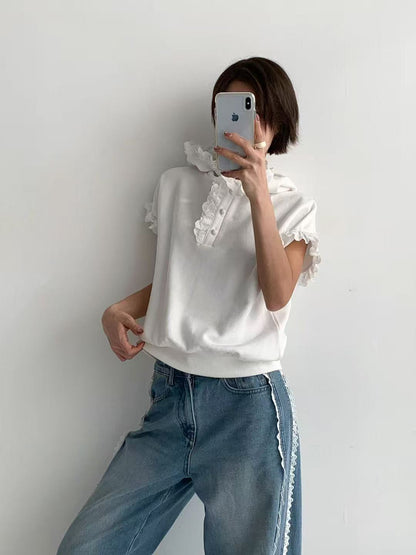 韓國直送Lovely Lace Button Top - HLY &amp; CHOCCICO