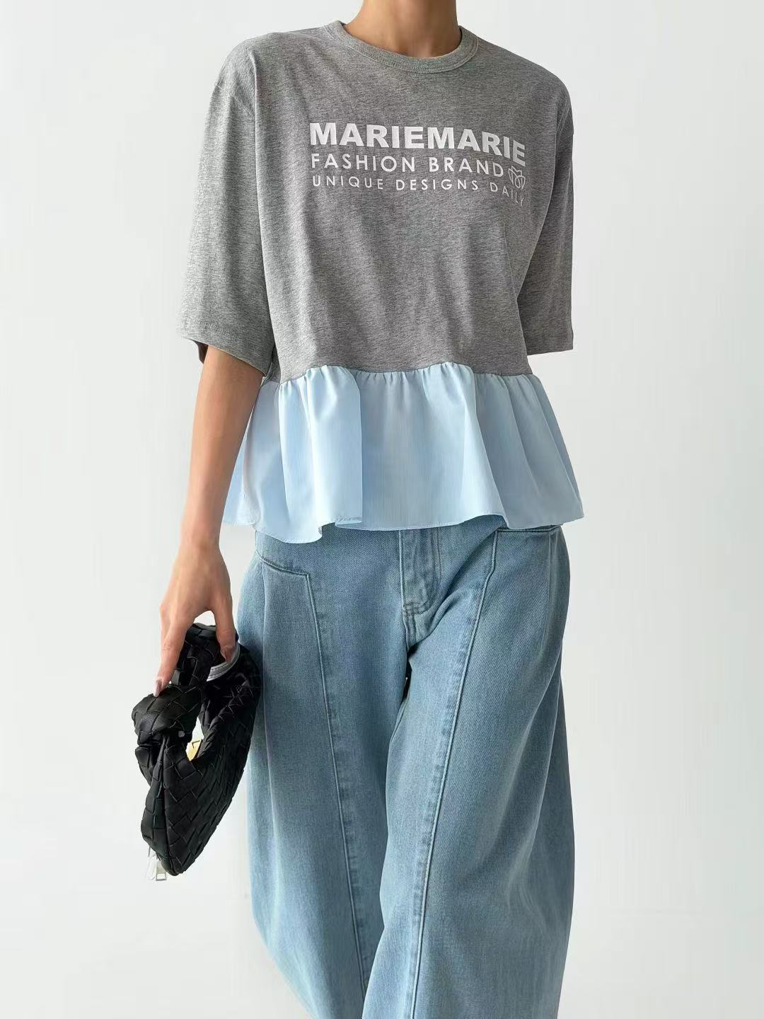 韓國直送MARIE Ruffled Hem Tee - HLY &amp; CHOCCICO