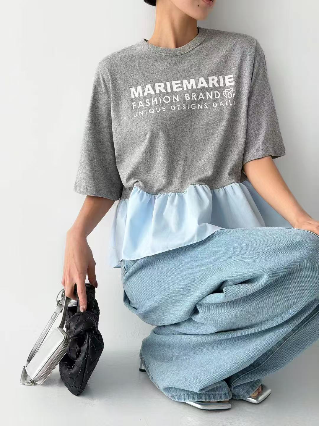 韓國直送MARIE Ruffled Hem Tee - HLY &amp; CHOCCICO