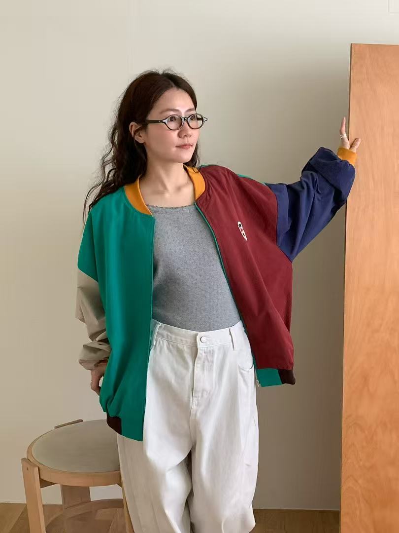 韓國直送Vintage Color Block Jacket - HLY &amp; CHOCCICO