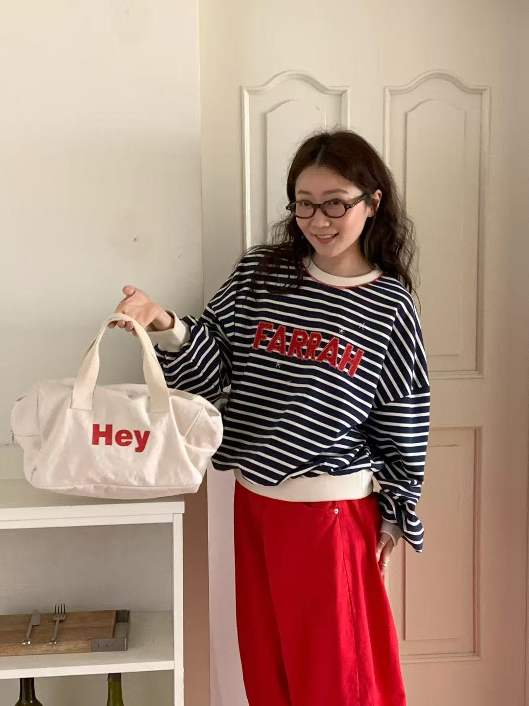 韓國直送Farrah Striped Sweatshirt - HLY &amp; CHOCCICO