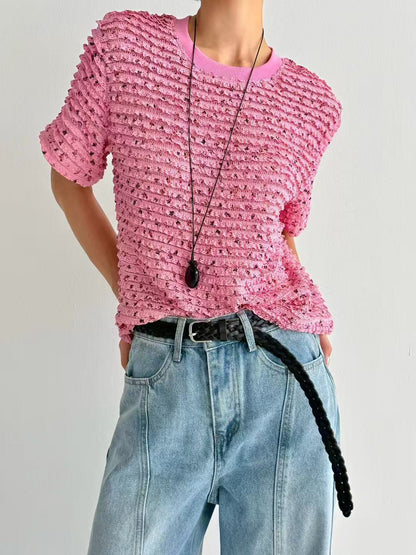 韓國直送Textured Lace Blossom Top