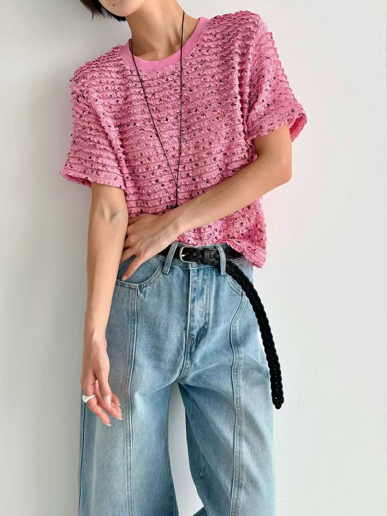 韓國直送Textured Lace Blossom Top