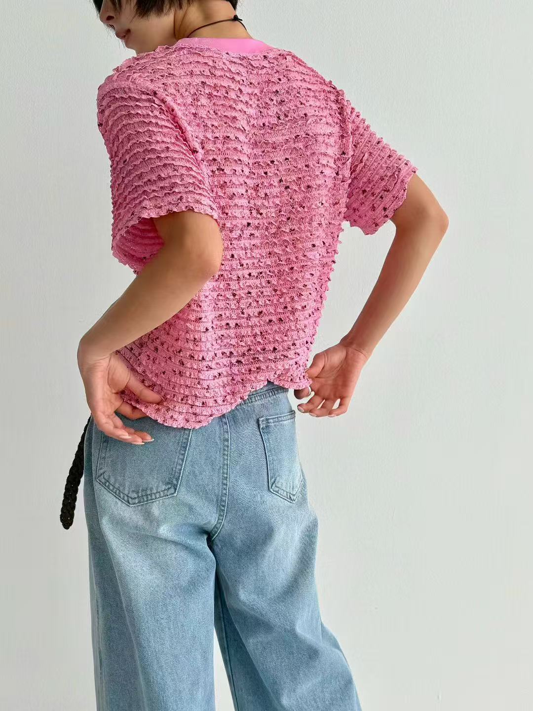 韓國直送Textured Lace Blossom Top