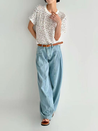 韓國直送Textured Lace Blossom Top