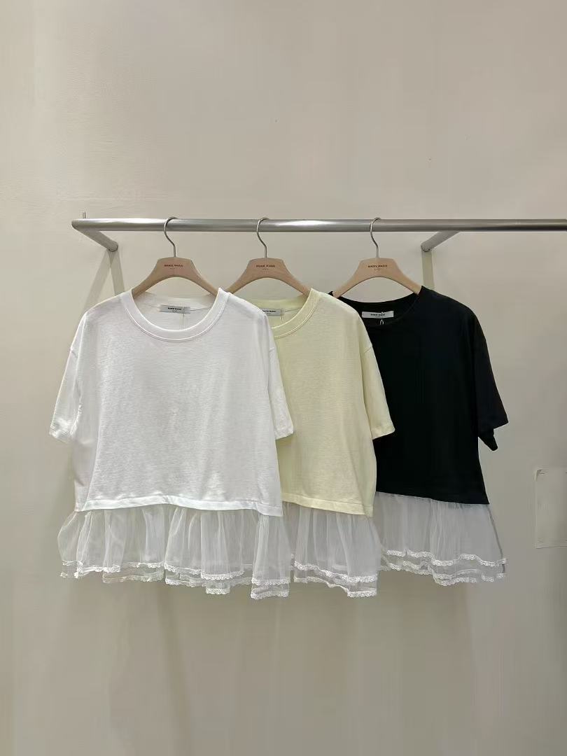 韓國直送Lace Trim Layered Tee 🌼