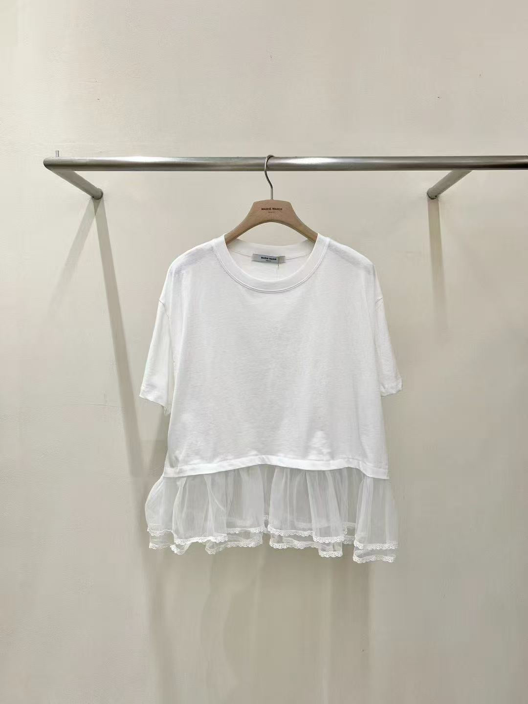 韓國直送Lace Trim Layered Tee 🌼