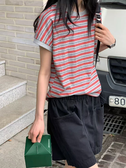 韓國直送Vibrant Stripe Tee / Shorts