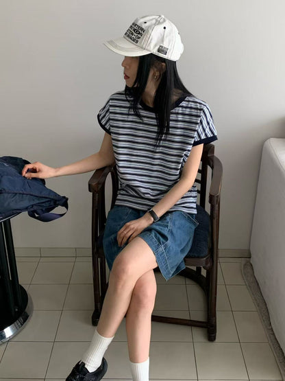 韓國直送Vibrant Stripe Tee / Shorts