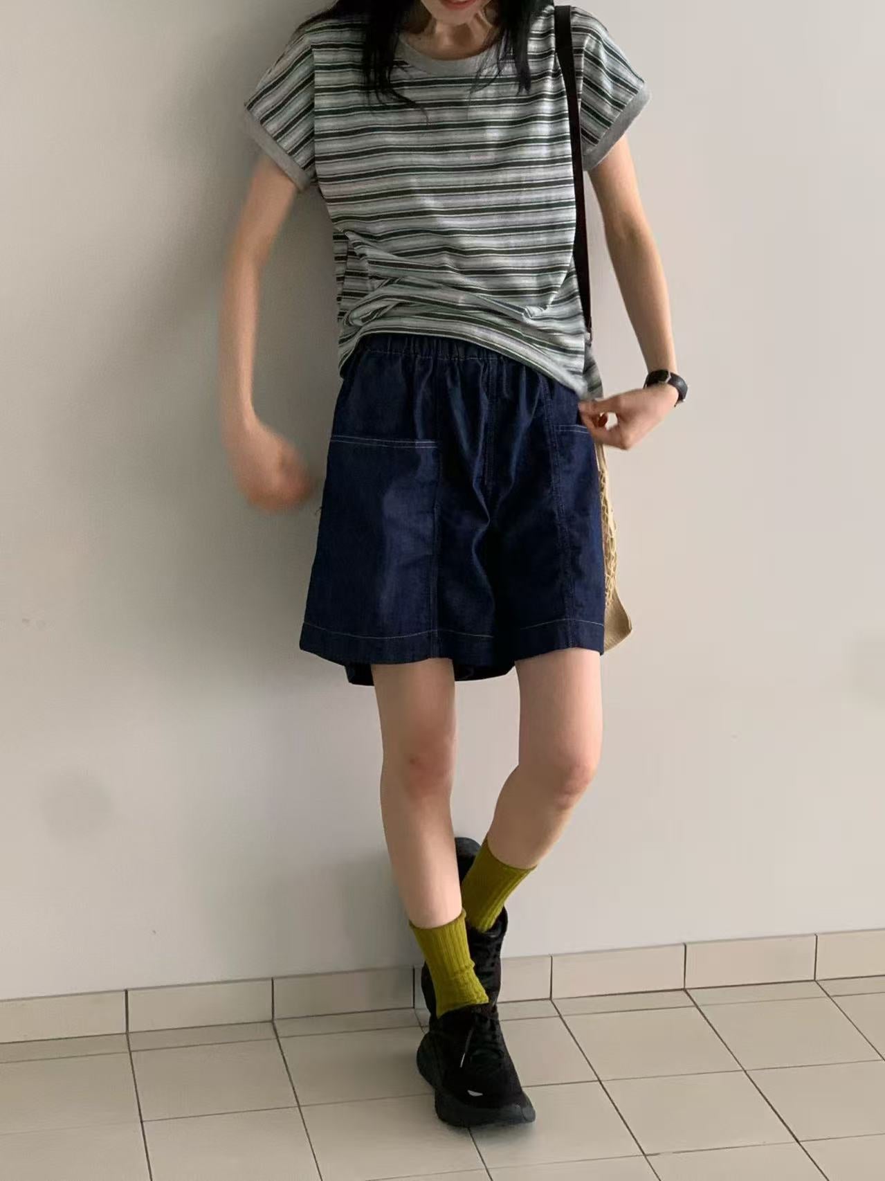 韓國直送Vibrant Stripe Tee / Shorts