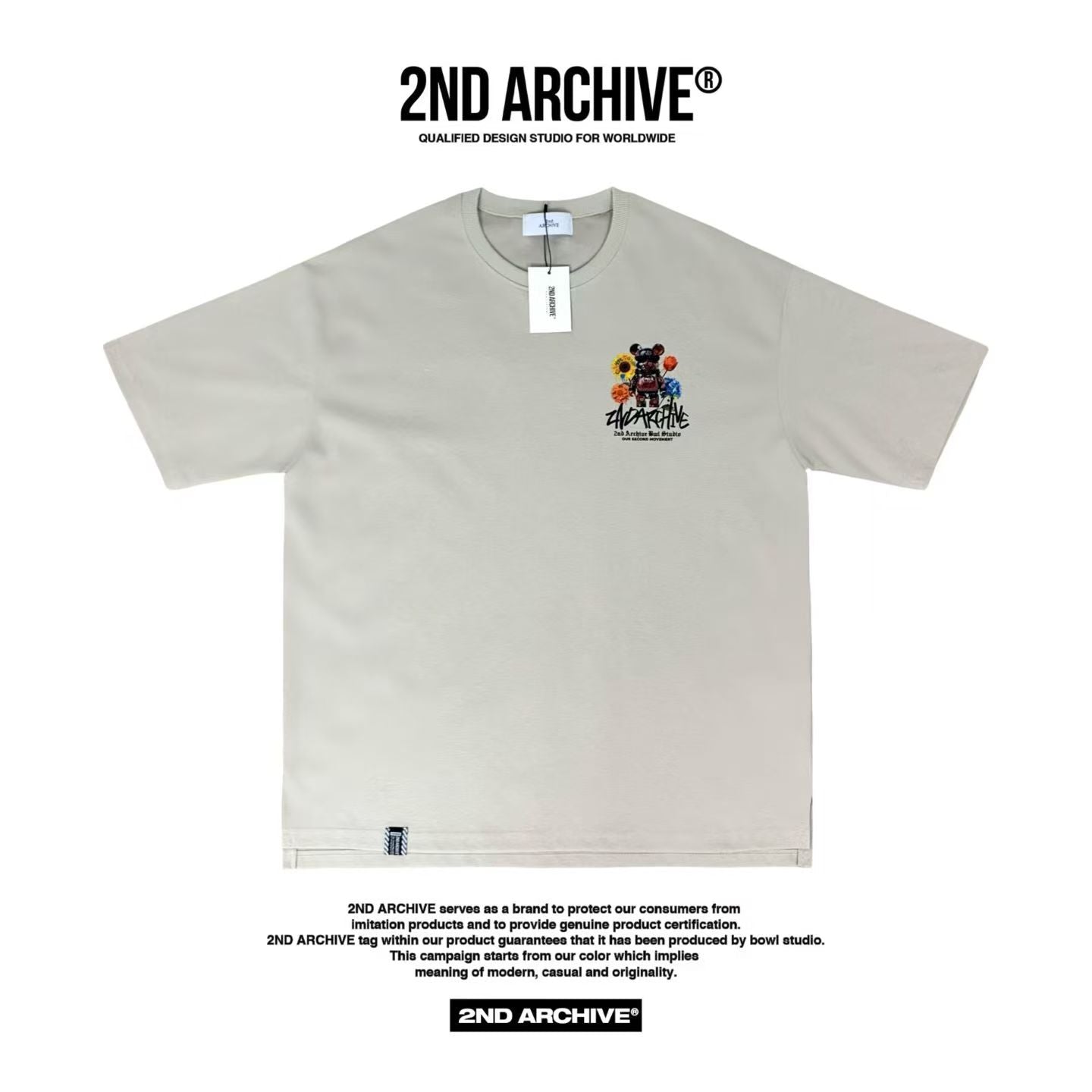 韓國直送🇰🇷 2ND ARCHIVE Floral Cyber-Bear Graphic Tee