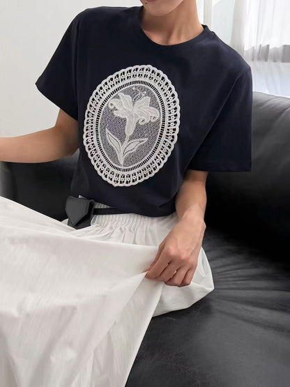 🇰🇷韓國直送🇰🇷 MARIE  "ENHANCE" Collar Embroidery Tee