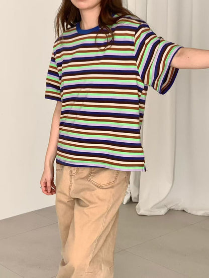Korean Direct Delivery Retro Remix Stripe Tee