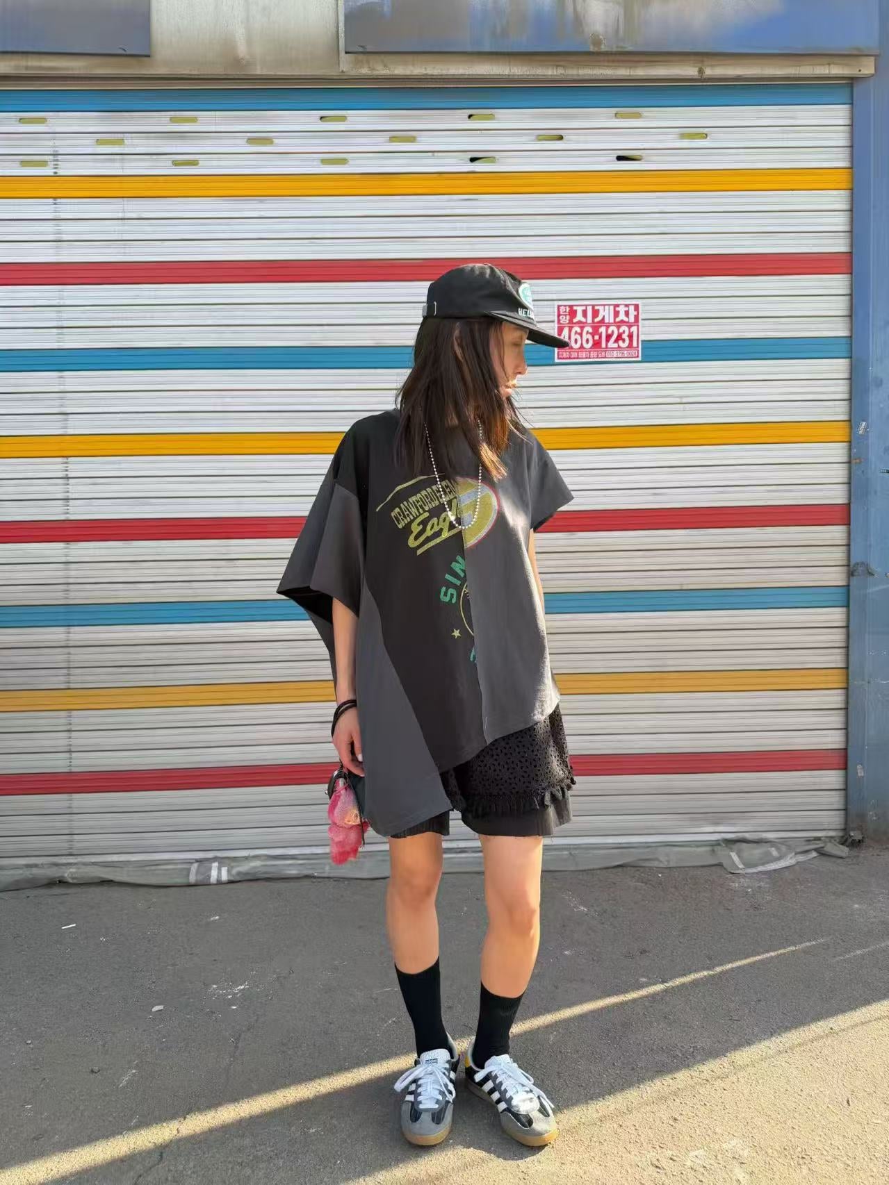 韓國直送Asymmetric "EAGLE" Graphic Oversized Tee /  Pants