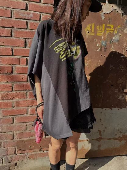 韓國直送Asymmetric "EAGLE" Graphic Oversized Tee /  Pants