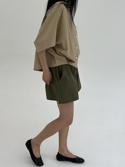 Korea Direct Shipping Geometric Cape-Sleeve Blouse