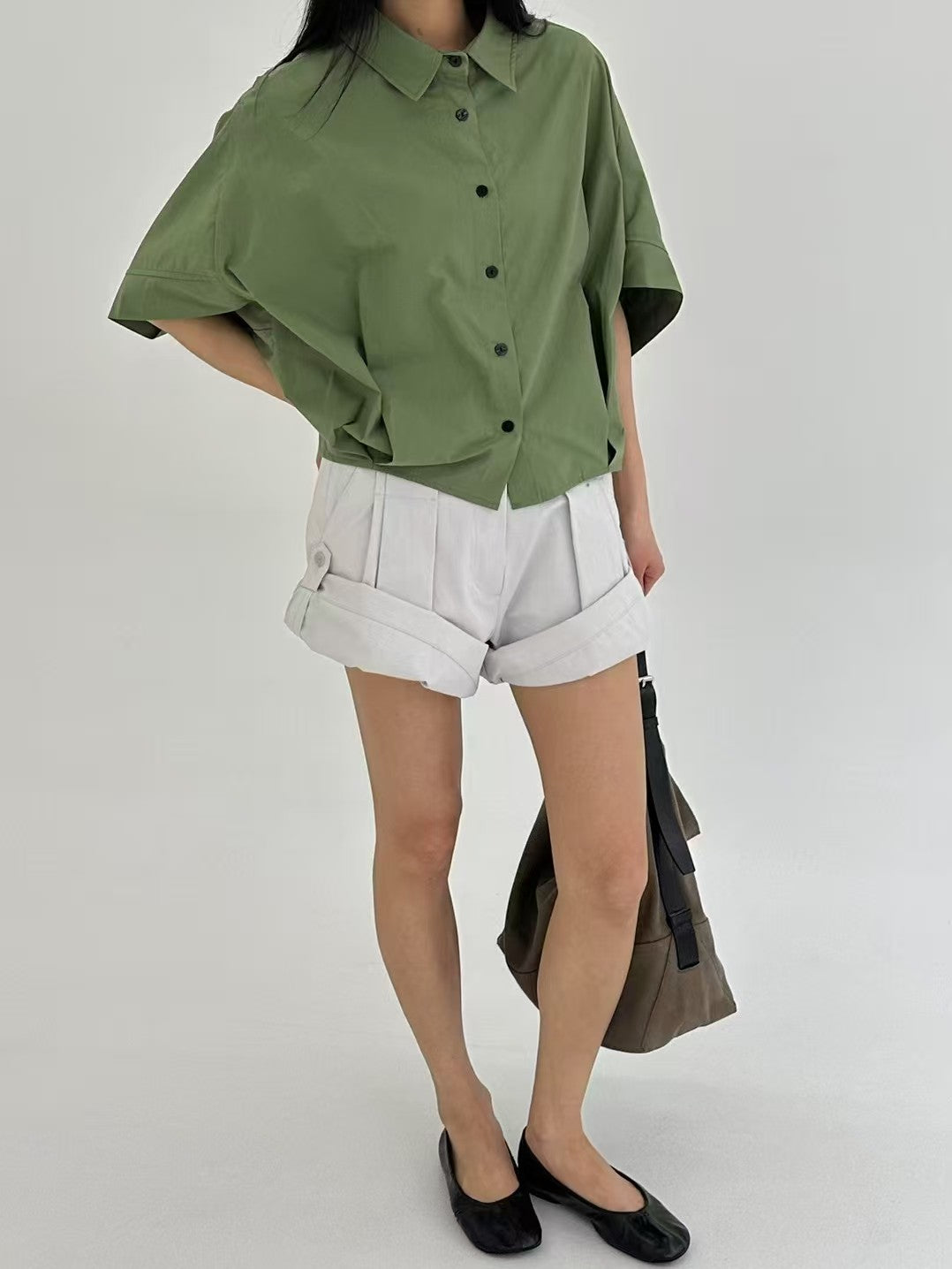 韓國直送Geometric Cape-Sleeve Blouse
