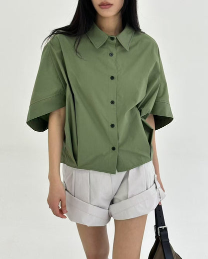 Korea Direct Shipping Geometric Cape-Sleeve Blouse