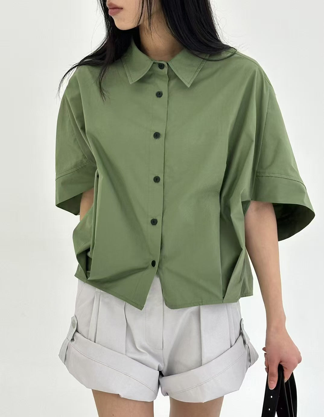 Korea Direct Shipping Geometric Cape-Sleeve Blouse