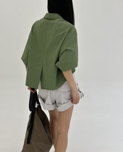 Korea Direct Shipping Geometric Cape-Sleeve Blouse