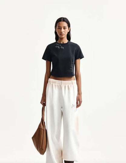 Matin Kim Graffiti Round Hem Crop Tee