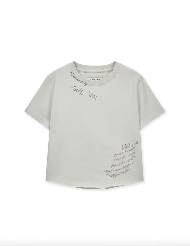 Matin Kim Graffiti Round Hem Crop Tee