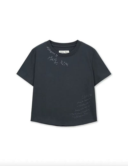 Matin Kim Graffiti Round Hem Crop Tee