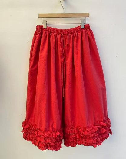 Korean Direct Delivery Cozy Tiered Ruffle Gaucho Pants