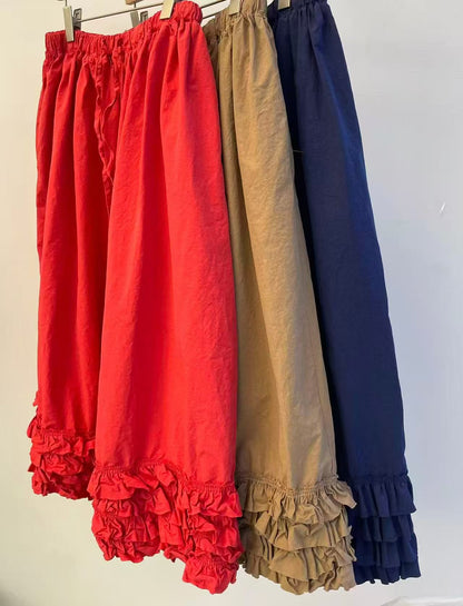 Korean Direct Delivery Cozy Tiered Ruffle Gaucho Pants
