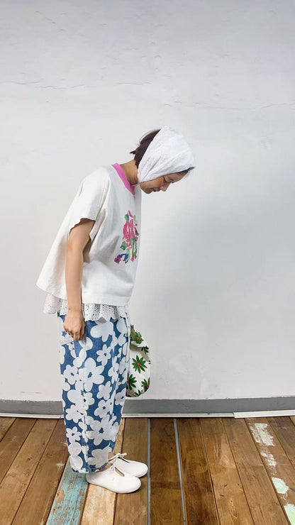 韓國直送Vintage Bloom Embroidered Tee