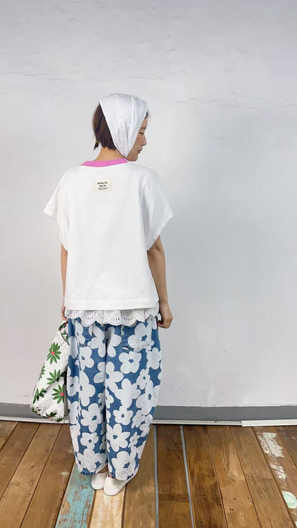韓國直送Vintage Bloom Embroidered Tee