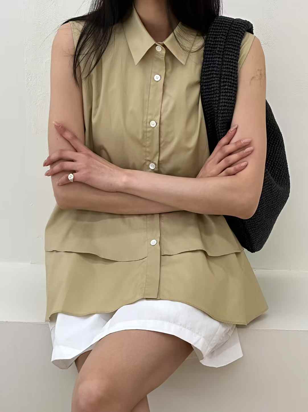 韓國直送Tiered Harmony Sleeveless Shirt