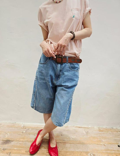 韓國直送Contrast Hand-Stitch Pocket Tee