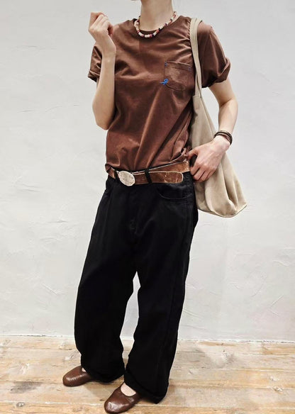 韓國直送Contrast Hand-Stitch Pocket Tee