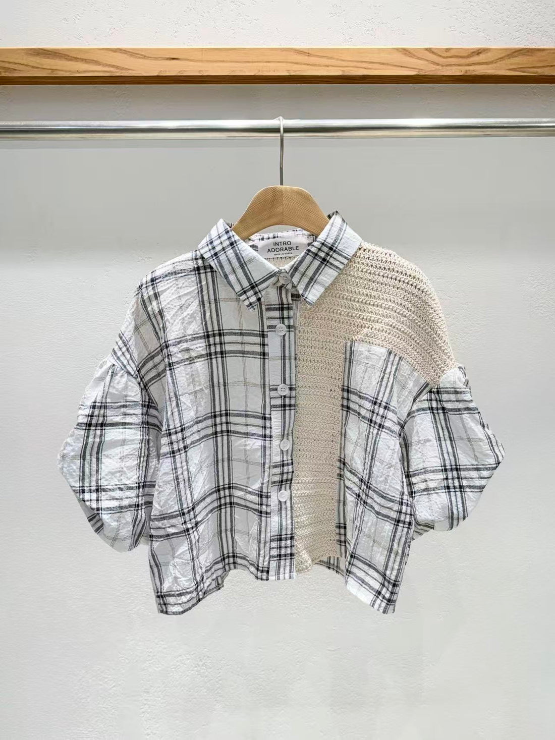 韓國直送Chloe Contrast Plaid Top