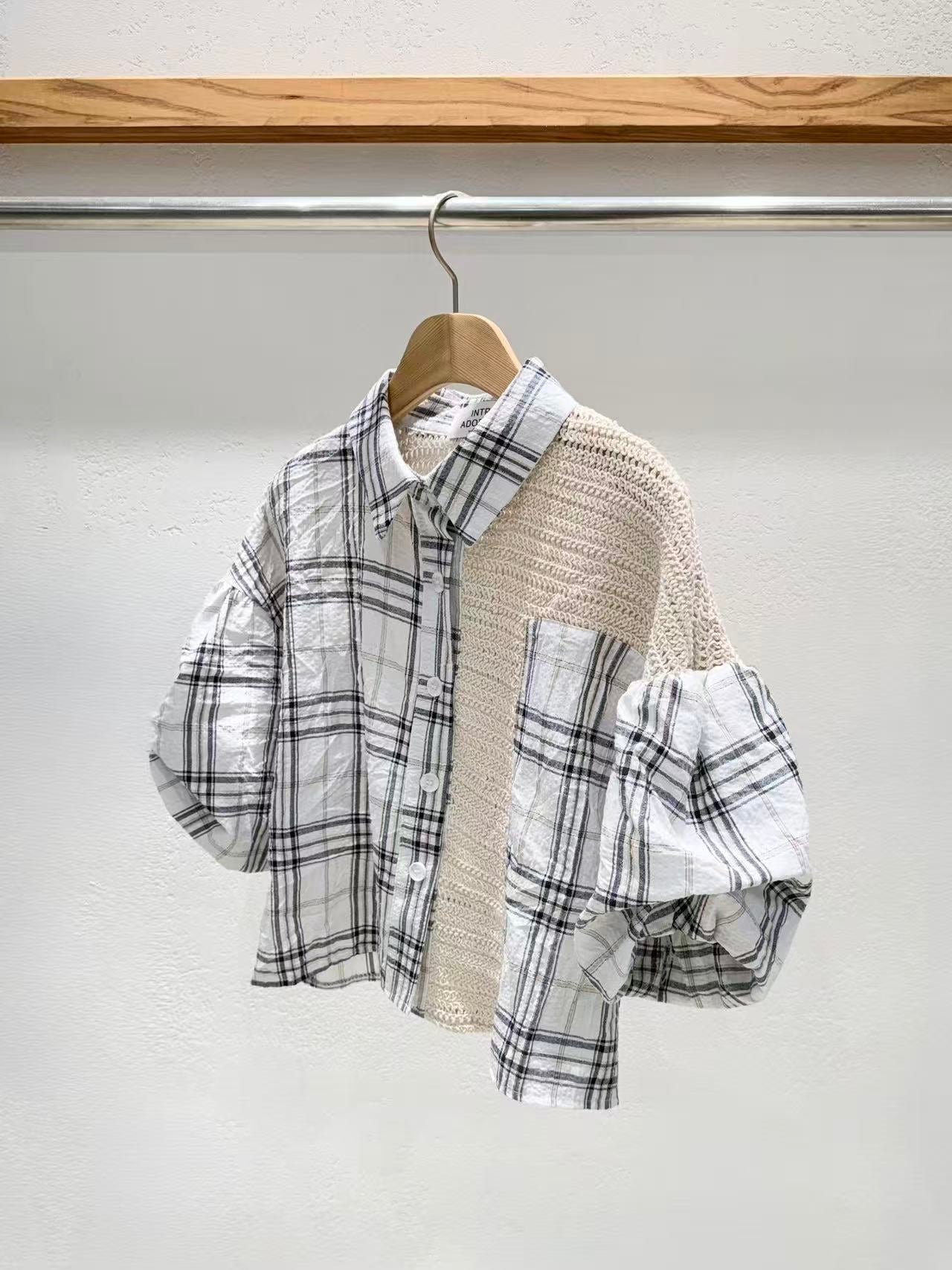 韓國直送Chloe Contrast Plaid Top