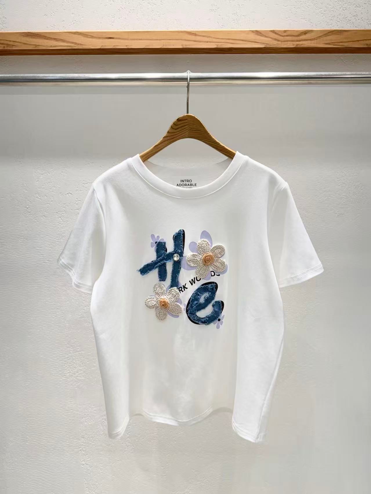 韓國直送3D Crochet Flower Tee