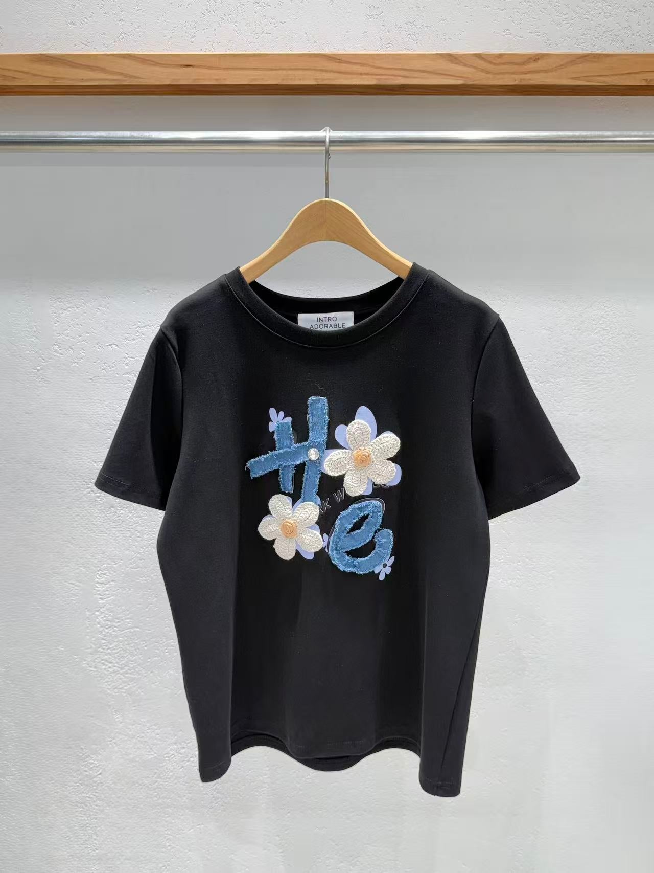 韓國直送3D Crochet Flower Tee