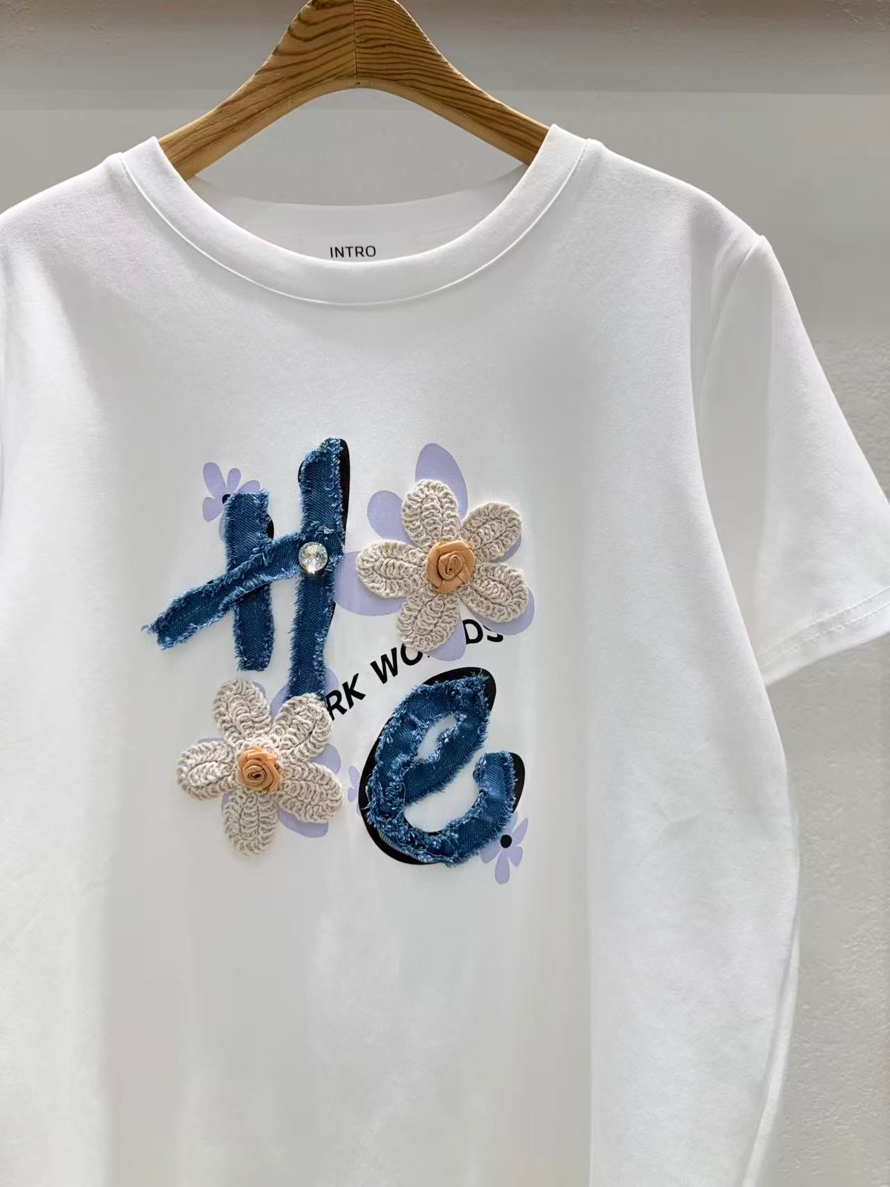 韓國直送3D Crochet Flower Tee