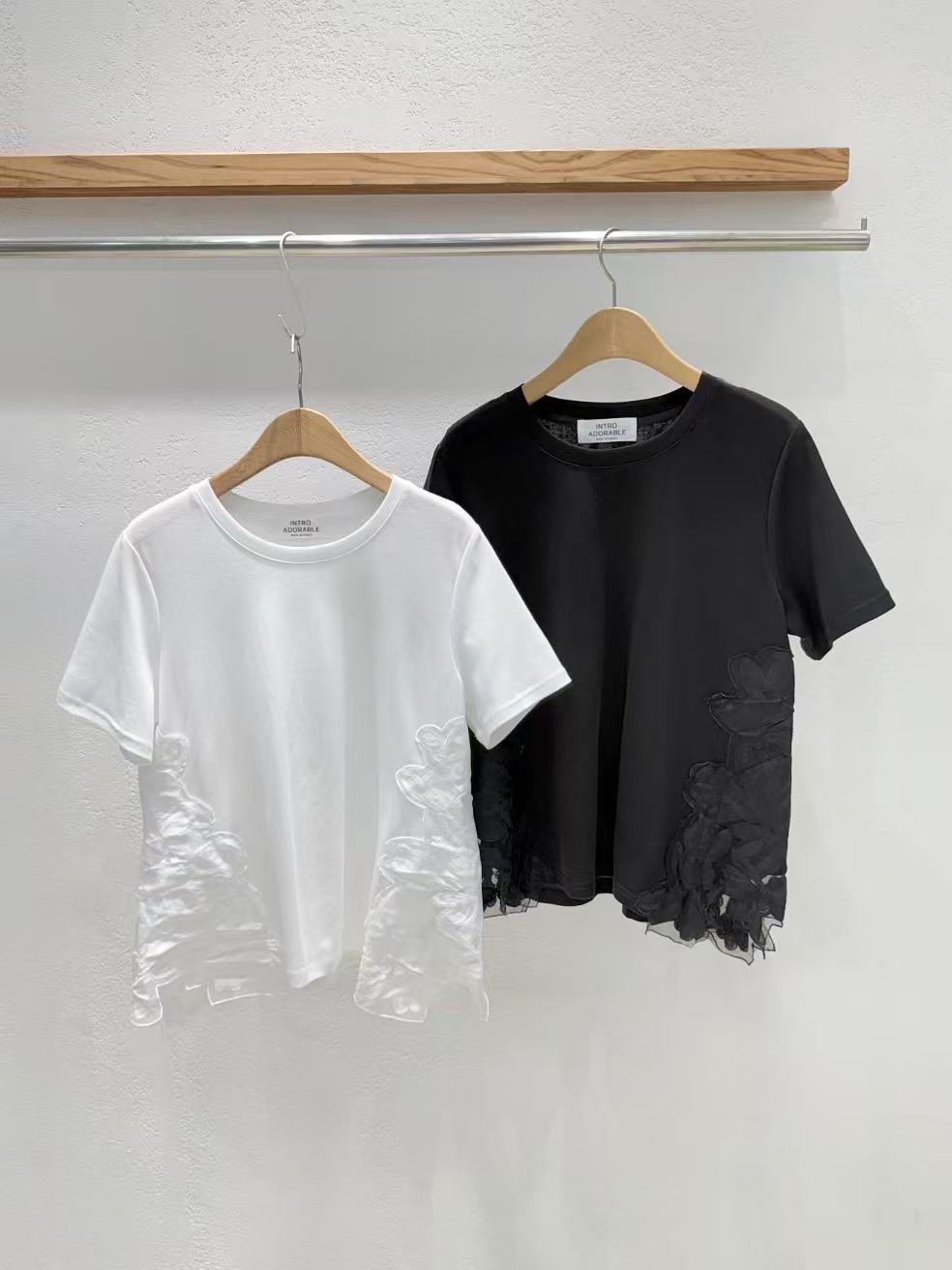 Korean Direct Ship Side Ruffle Detail Tee