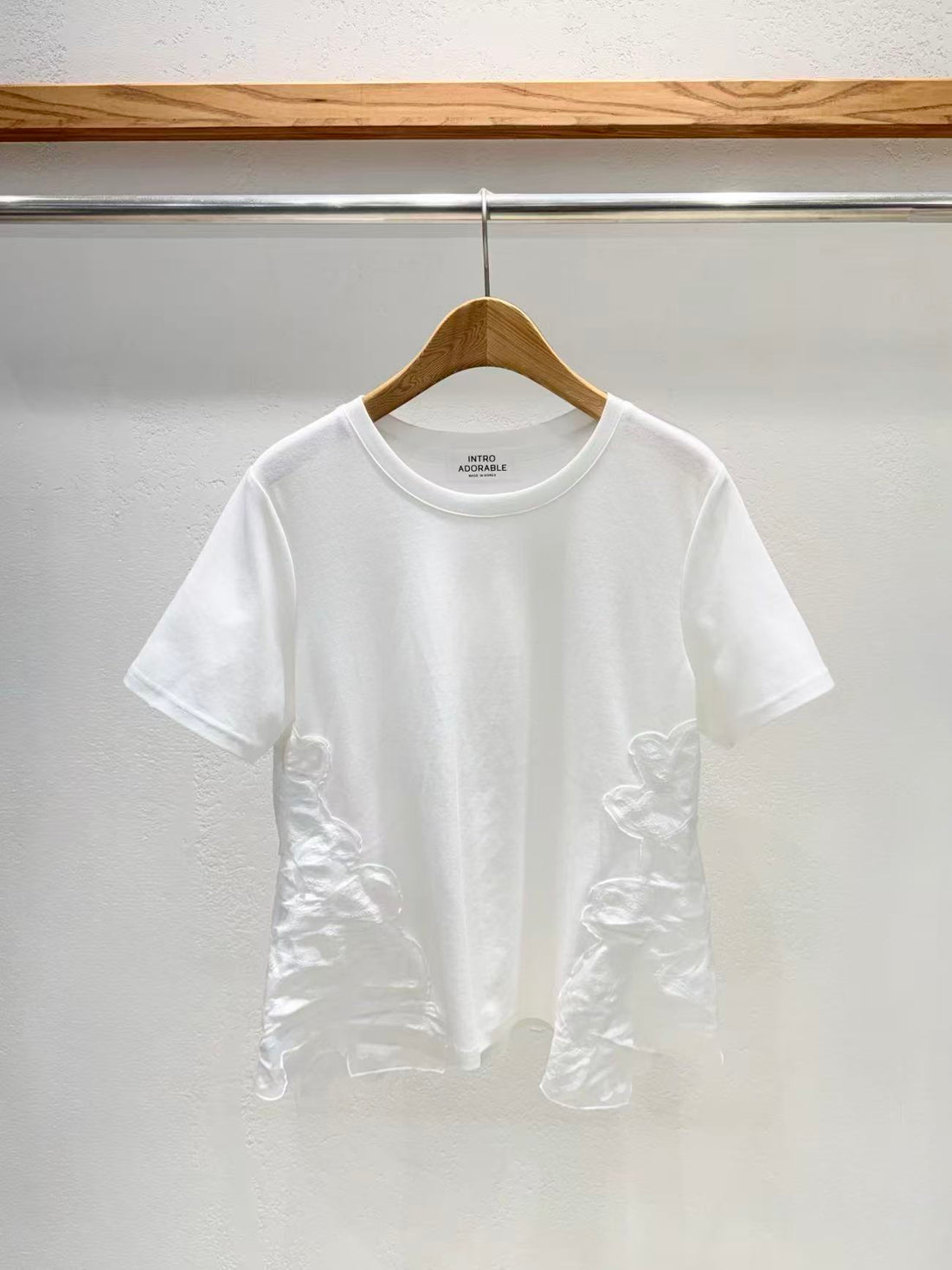 Korean Direct Ship Side Ruffle Detail Tee