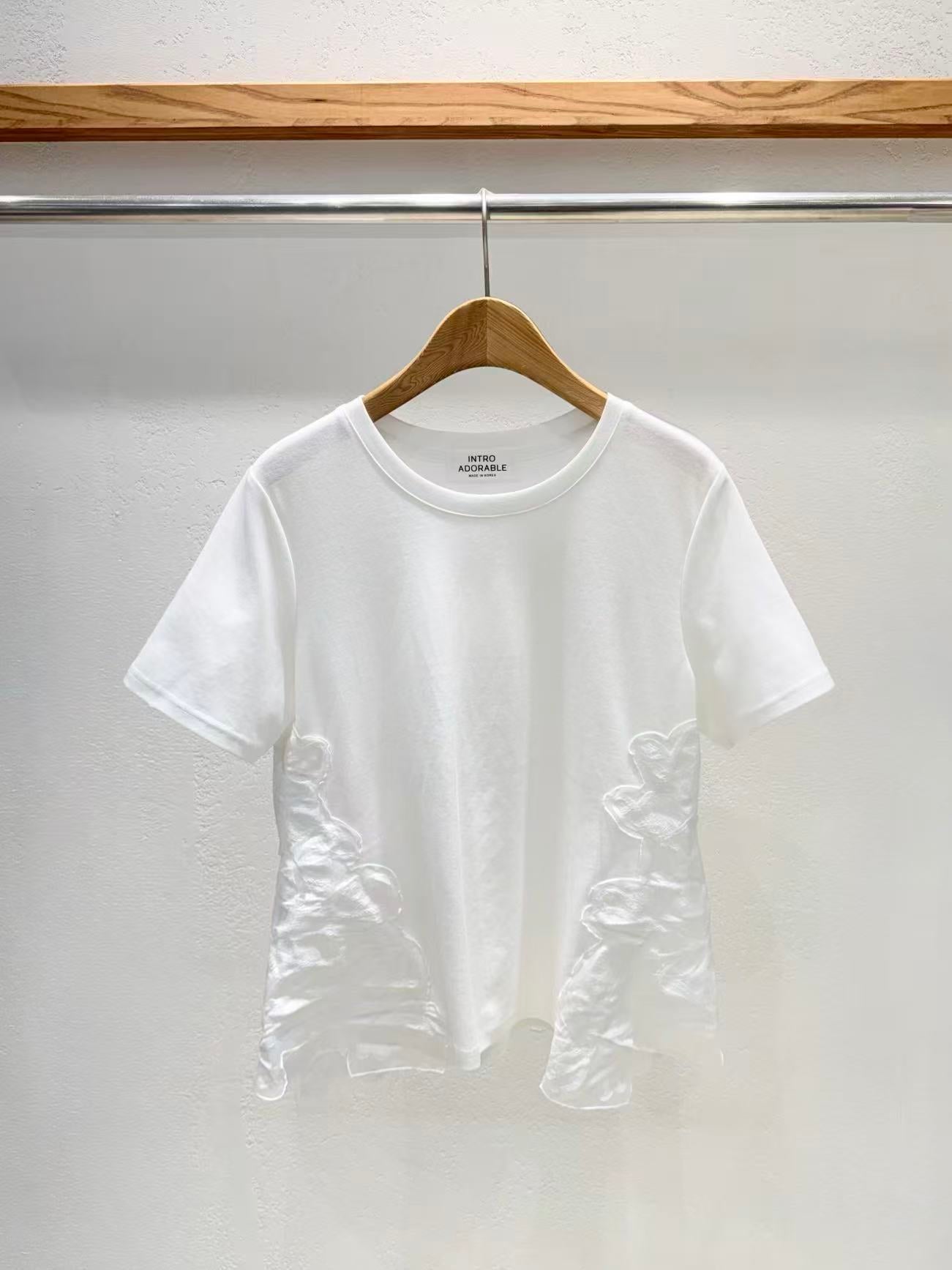 Korean Direct Ship Side Ruffle Detail Tee