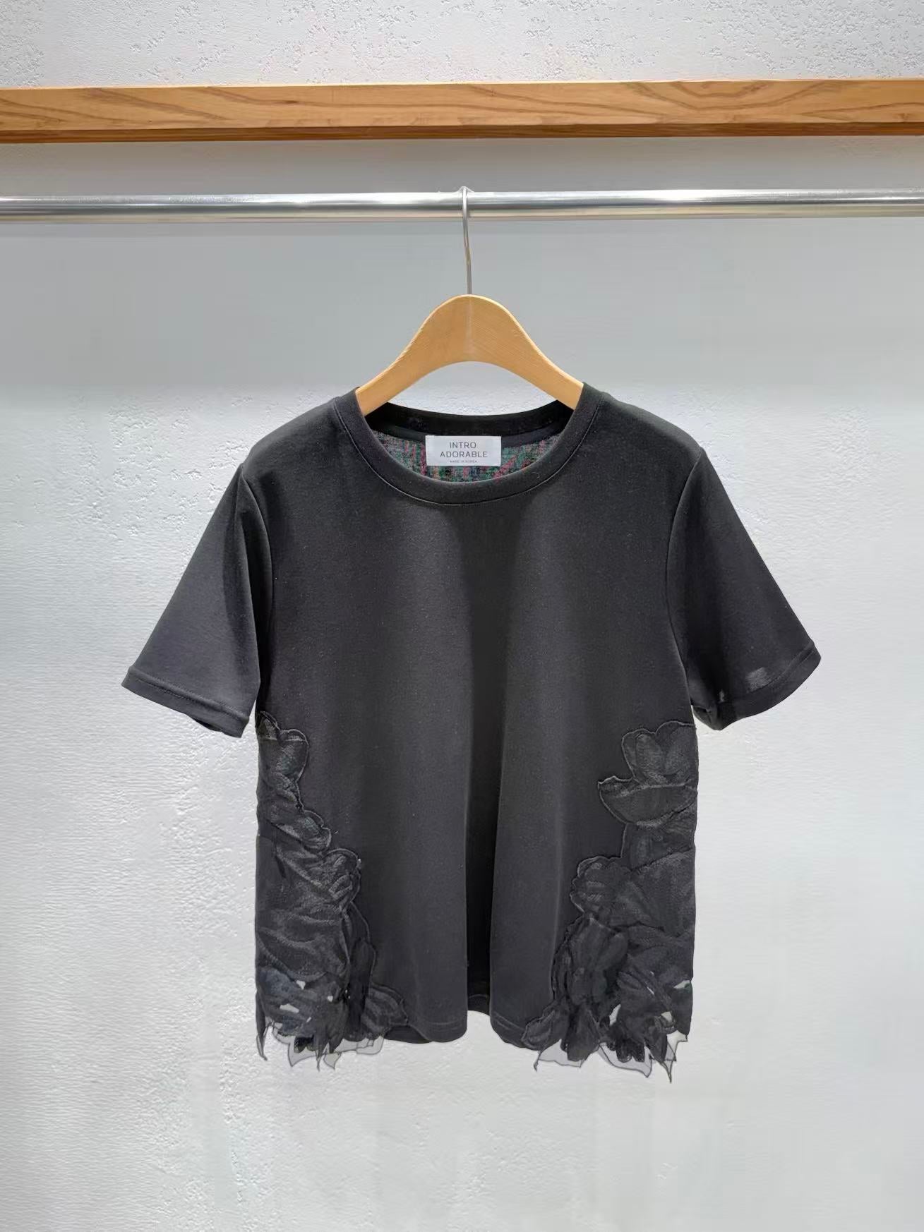 Korean Direct Ship Side Ruffle Detail Tee