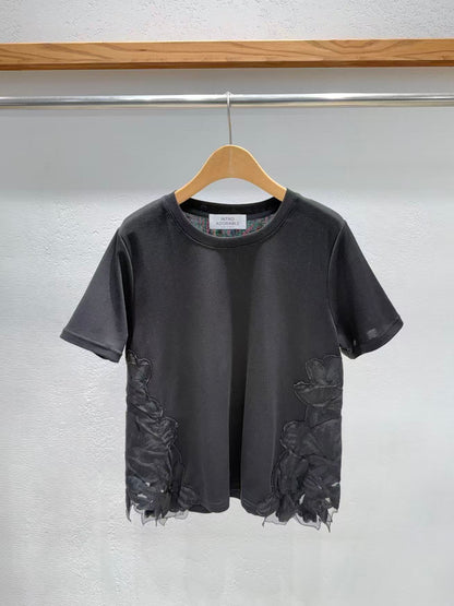 Korean Direct Ship Side Ruffle Detail Tee