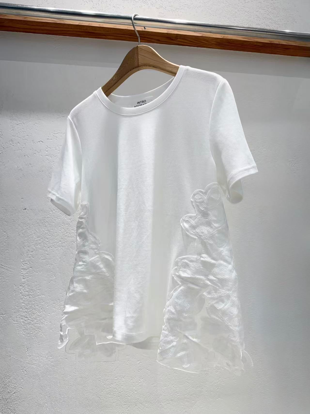 Korean Direct Ship Side Ruffle Detail Tee