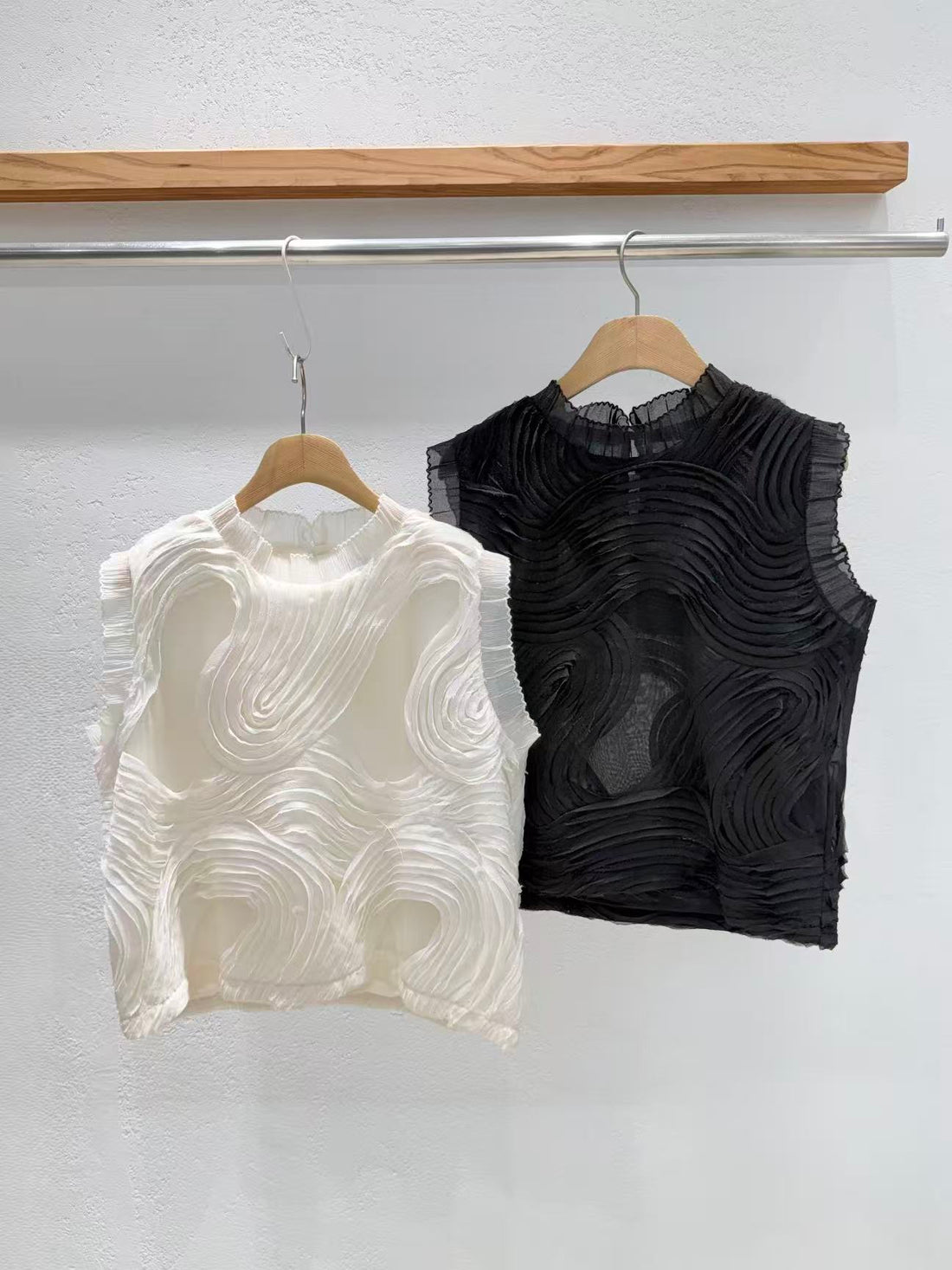 Korean Direct Textured Wave Sheer Top