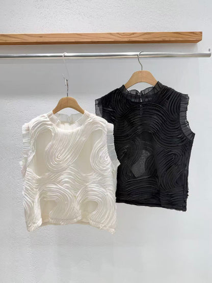 韓國直送Textured Wave Sheer Top