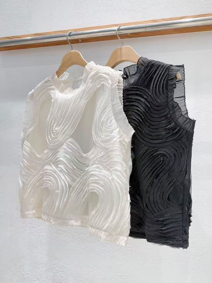 韓國直送Textured Wave Sheer Top