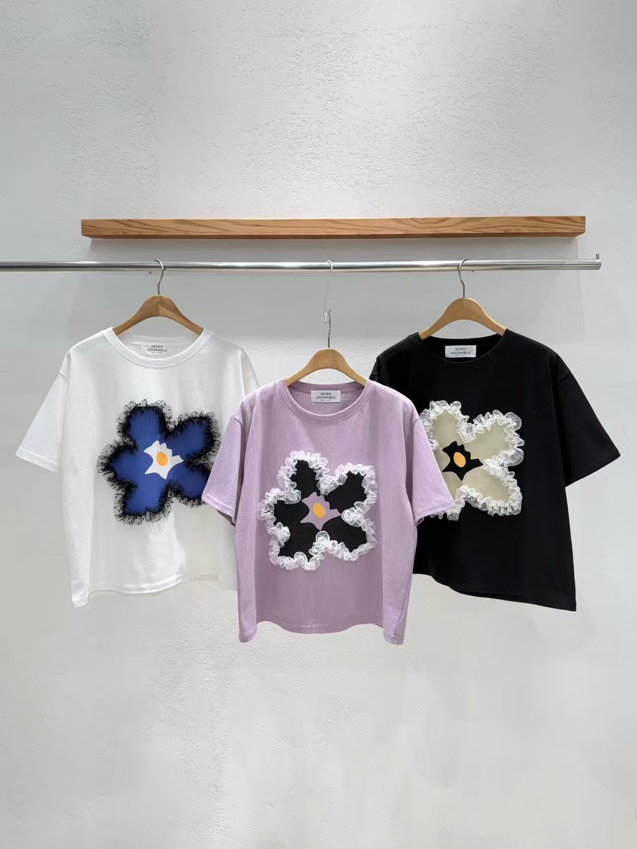 Korean Direct Ship Fairy Floral Ruffle Tee