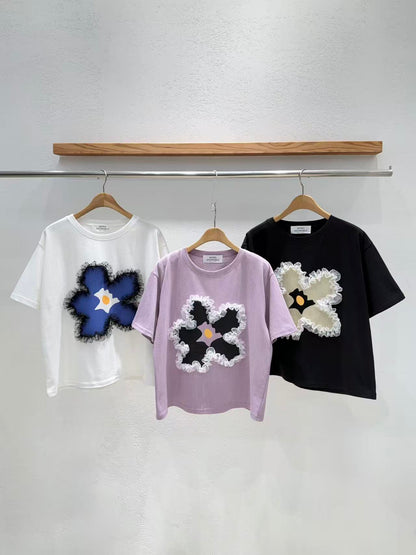 Korean Direct Ship Fairy Floral Ruffle Tee